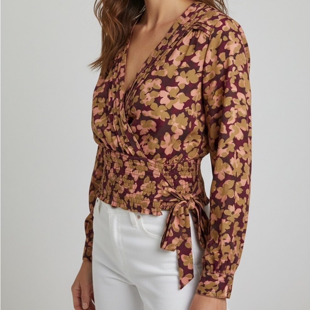 Anthropologie NEW Floral Wrap Blouse